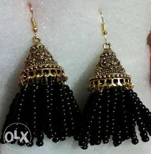 Black beads Golden Oxidies Earring
