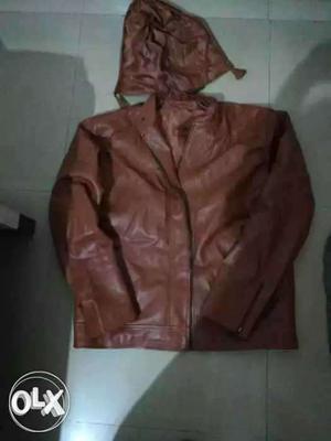 Brown Leather Zip-up Jacket