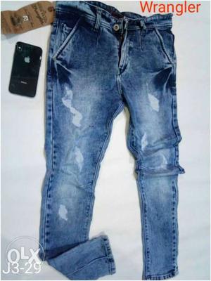 Distressed Blue Wrangler Denim Skinny Jeans