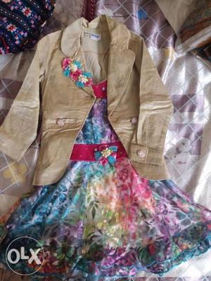 Frock with golden jacket.. will fit 3 yr old
