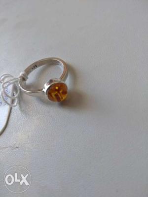 Natural Amber Gemstone 925 Sterling Silver Ring