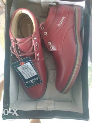 Pair Of Red Leather Boat Shoes
