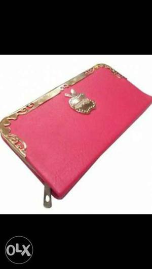 Pink And Gold Long Wallet
