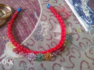 Red And White Beaded hair band