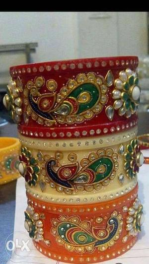 Red, Green, And White seep bangles for women