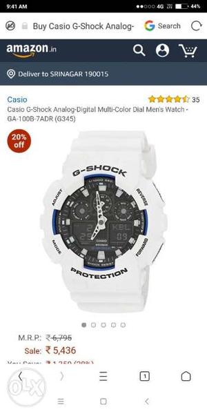 Round White Casio G-Shock Digital Watch