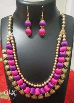 Silk thread chain pink and light violet colour