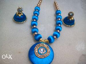Silk thread jewellery necklace and earing