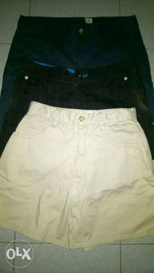 Two White And Black Denim Shorts