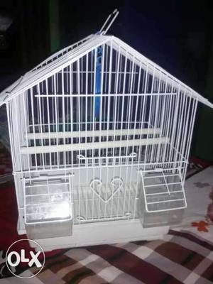 White Metal Bird House