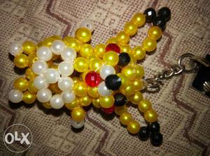 Yellow And White Pearl Keychain