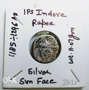 Ancient IPS INDOR Sun Face silver Rupee coin