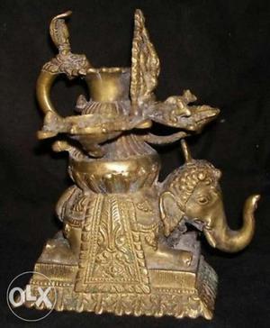 Antique Ritual Elephant Shape Oil Lamp Origin