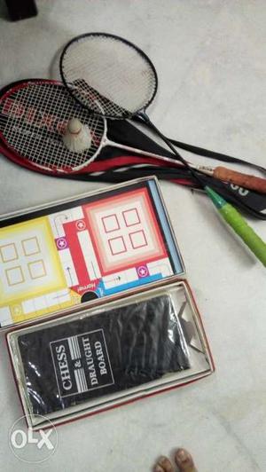 Badminton rackets ludo and chess