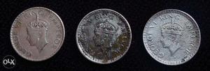 British India George VI King 1/4 Rupee Half Silver Coins