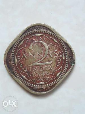 Gray  Indian Annas Coin