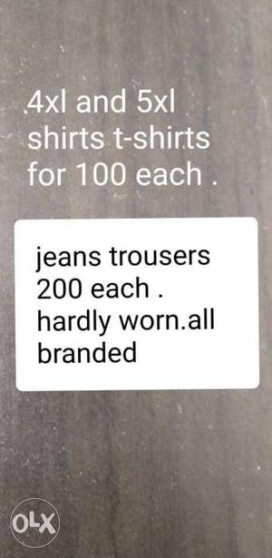 Jeans Trousers 200 Each Text