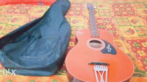 Orange And Black Acoustic Guitar And Black Gig Bag