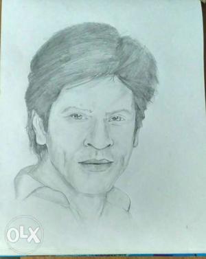 Pencil drawing of Shahrukh Khan on paper