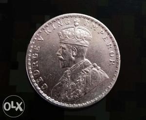 Pure silver one rupee coin 
