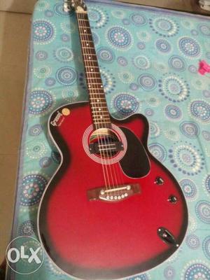 Red Burst Venetian Cutaway Acoustic Guitar