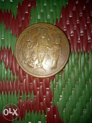 Round Gold-colored Ottoman Coin