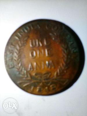 Ukl One Anna Coin East India Company year.