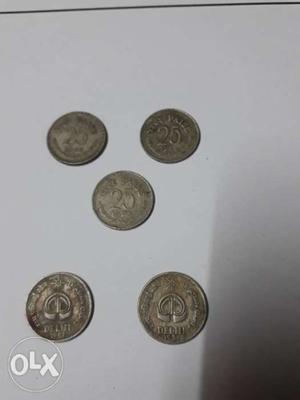 rs/piece 25 paisa old coins 70 pieces