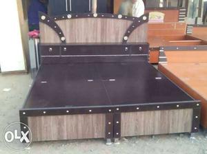 Brown And Black Wooden Storage Bed Frame