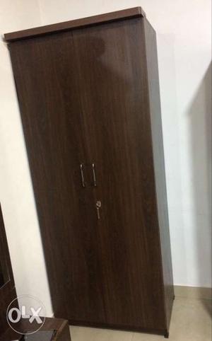 Brown Wooden 2-door Wardrobe(*new one-2 months old)