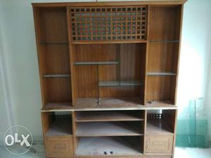 Brown Wooden TV Hutch With Shelf