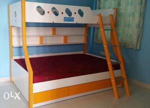 Bunk bed (orange & white) with Kurl On mattress