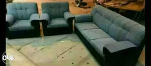 GrayAnd Black febric Sofa Set