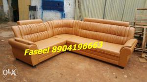 KP80 corner sofa set branded tan color 3 years warranty