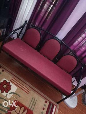 Metal settee. upholstery work done recently.