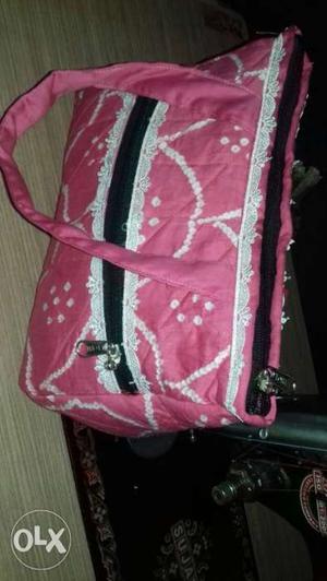 Pink And White Diaper Bag