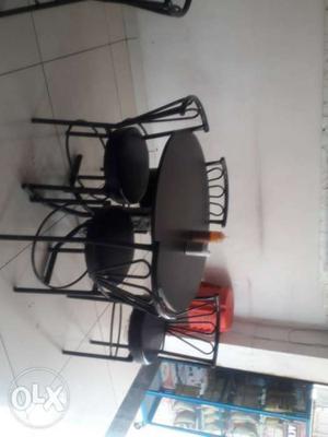 Round Black Table With Four Chairs