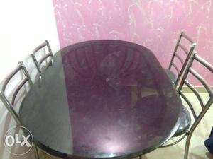 Round Black Table With Four Chairs Dining Set