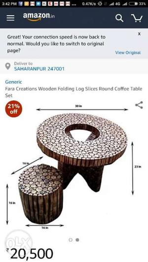 Uniquely handcrafted wooden slices made table and