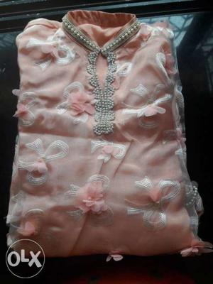 White And Pink Floral party wear dress