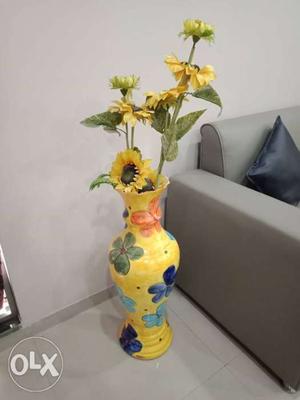 Yellow Flowers And Ceramic Vase