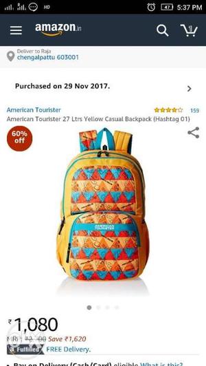 American tourister school bag 27 ltrs.Hardly one