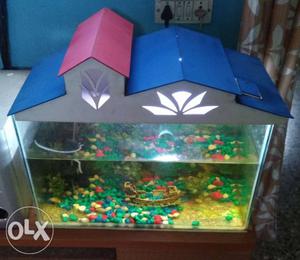 Aquarium 24x12 inches with pump and other items.