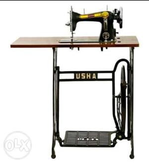 Black Usha Sewing Machine With Treadle