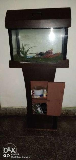 Good condition aquarium with wooden stand pump