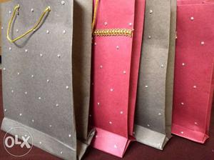 Gray And Pink Paper Bags