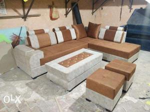 L shape sofa in fabric suade brand new manufacture