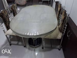 Stainless steel daining table With Four Chairs
