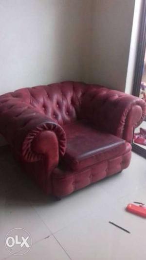 Tufted Red Leather Armchair