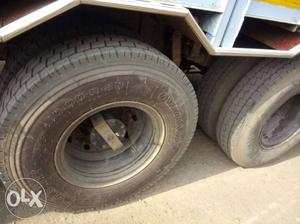 Two Gray Auto Wheel With Tires